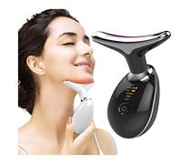 Micro-Glow Portable Handset,Neck Face Firming Wrinkle Removal Tool,Double Chin Reducer Vibration Massager with 3 Color Modes Lifts and Tightens Sagging Skin for a Radiant Appearance (Black)