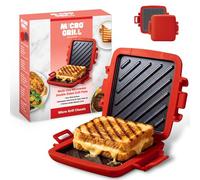 Micro Grill Classic Microwave Sandwich Maker, Microwave Grill, Toaster, 3 Minute Grilled Cheese Sandwich Maker, Thick Silicone Cover, Safe Food Grade, Panini Press, Dishwasher Safe (Red, Regular)