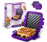 Micro Grill Classic Microwave Sandwich Maker, Microwave Grill, Toaster, 3 Minute Grilled Cheese Sandwich Maker, Thick Silicone Cover, Safe Food Grade, Panini Press, Dishwasher Safe (Purple, Regular)