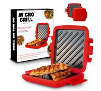 Micro Grill | Microwave Sandwich Maker - Grilled Cheese Munchy - Toastie Maker - Panini Press - Travel Sandwich Maker (Red)