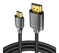 Micro HDMI to HDMI Cable, 4K@60Hz 18Gbps HDMI 2.0 Lead 1M MicroHDMI Adapter Cord Gold-Plated Plugs for Laptop HDTV Monitor Projector GoPro Hero 7/6/5 Raspberry Pi 5 4 Sony Canon Nikon HDR Video