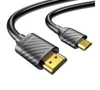 Micro HDMI to HDMI Cable 4K 60Hz, MicroHDMI Adapter Cord for Raspberry Pi 5 4, Camera, GoPro Hero 7 6 5, Lenovo Yoga, HDTV, Monitor, Canon/Nikon/Sony HDR Video & Audio Capture Card - Long 2m