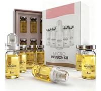 Micro Infusion System for Face, 0.05mm Microneedling Stamp with Multi-Peptide & Hyaluronic Acid Serum, 2 Month Supply Anti-Ageing Care for Radiant Skin, Smoothes Look of Wrinkles & Fine Lines
