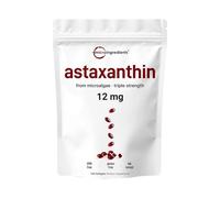 Micro Ingredients Astaxanthin 12mg, 120 softgels | 4 monthly Supply, Natural Tanning, Fresh Microalgae Source, Easy to Swallow