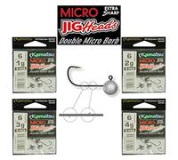 Micro Jig Head Sharp Hook size 6 1g 2g 3g 4g Drop Shot Soft Lures Double Micro Barb Perch Pike Fishing (S06-6pcs size 6-3g Double Micro Barb Jig Heads Kamatsu)