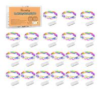 Micro Led String Lights Battery Powered, 20pack Fairy Lights 1M 10 LED Silver Coated Copper Wire Lights for Holiday Party Wedding Centerpiece Bottle Christmas Decorations (Multicolor, 20 Packs)