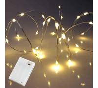 Micro LED String Lights, Warm White, Silver Wire Lights, with Timer Mode, Battery Operated Firefly Fairy Lights by Qbis (40 LED)
