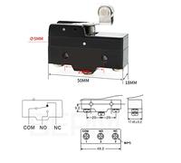 Micro Limit Switch Copper Conductor Silver Hinge Roller Lever Switch NO+NC 250VAC For Industrial Equipment