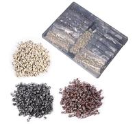 Micro Link Rings for Hair Extensions,Silicone Beads,Black/Brown/Light Blonde 1500 PCs 5mm Links for All Hair Colors(500 Each)