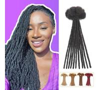 Micro Loc Extensions Human Hair 0.2 cm 14 Inch 10 Strands Dreadlock Extensions Human Hair Loc Extensions Dreads Extensions for Men Women Real Human Hair Locs 1B Natural Black Handmade Permanent Locs