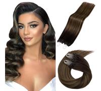Micro Loop Hair Extensions Human 1g/Strand 50s/Pack Silky Straight Hair Pre-Bonded Micro Ring Human Hair Extensions For Black Woman (18 inch, 2/8/2)