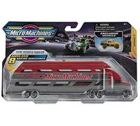 Micro Machines Starter Pack, Red Mini Hauler - Includes 2 Vehicles, Truck & Exclusive Car, Chance at Rare - Toy Car Collection