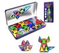 Micro Magnetic Tiles Building Blocks Toy - STEM Educational Travel Size Magnetics Blocks for Kids, Preschool Sensory Montessori Toddler Magnetic Toys for Boys & Girls 3+ Years Old (28PCS - Glitter)