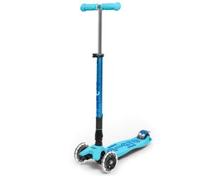Micro, Maxi Micro Deluxe Foldable LED, 3-Wheel Kids Scooter, Ages 5-12 | Lean-To-Steer Design, Adjustable T-Bar Grows with the Child, Lightweight, Motion-Activated LED PU Wheels, Swiss-Engineered