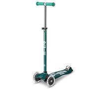 Micro Scooters | Maxi Micro LED Deluxe Children's Scooter | Big Wheels | Handlebar Adjustable | 5-12yrs | Boys & Girls | Eco Green