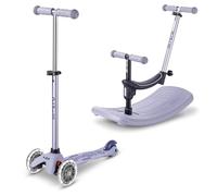 Micro, Mini Deluxe Rock & Go LED, Evolutive 3-Wheel Kids Scooter, Ages 1-6 | 6-in-1 Convertible Design, Rocker & Ride-On Modes, Adjustable T-Bar, Motion-Activated LED PU Wheels, Swiss-Engineered