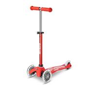 Micro Scooters | Mini Micro Deluxe LED Children's Scooter | Extra Grippy Deck | Weather Tested Stem | Remove & Fold Handlebar | Light Up Wheels | 2-5yrs | Boys & Girls | Red