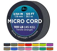 MICRO PARACORD: 1.18 mm thick. Color: Graphite Gray. Length - 38.1 m. Tensile Strength: 45.35 kg (100 LB). Thin, lightweight and strong. Comes on a compact & convenient spool (77.98 mm x 77.98 mm).