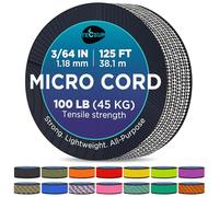 MICRO PARACORD: 1.18 mm thick. Color: Urban Camo. Length - 38.1 m (125 ft). Tensile Strength: 45.35 kg (100 LB). Thin, lightweight and strong. Compact & convenient spool (77.98 mm x 77.98 mm).