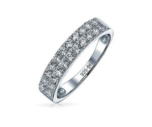 Micro Pave Cubic Zirconia AAA CZ Stackable Anniversary Wedding Band Ring For Women .925 Sterling Silver 3MM
