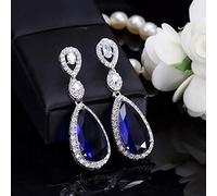 Micro Pave Water Drop Crystal Long Earrings for Women with Zircon Stones Settting