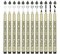 Micro-Pen Fineliner Ink Pens Black: 12 Size Micro Pen Set, Fine Point Ink Art Pens For Artists, Multiliner, Waterproof Archival Inking Fine Liners For Technical Drawing, Sketching, Illustration, Manga