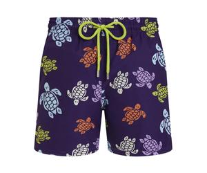Micro-perforated Ultra-light and packable Swim Shorts Tortues Multicolores - male - Vilebrequin - Beachwear - Purple - L - Swimwear L