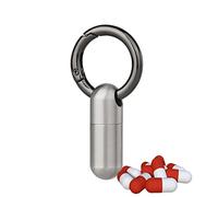 Micro Pill Fob Keychain, Titanium Pill Holder Necklace, Waterproof Outdoor Pill Capsule Container, Lightweight Daily Travel Pill Case Carrier for Camping Emergency First Aids