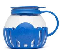 Micro-Pop Microwave Popcorn Popper with Temperature Safe Glass, 3-in-1 Lid Measures Kernels and Melts Butter,Dishwasher Safe,Popcorn Jar with Silicone Lid (Blue)