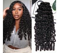Micro Pre Looped Crochet Human Hair Extensions 18 Inch 4 Pack 240g Burmese Curly Human Feather-Line Invisible Crochet Hair Pre Separated Knotless Crochet Human Hair For Braiding Twist