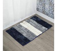 Micro-Pro Absorbent Thick Soft Modern Shades Design Bathroom Bath Shower Mat Non Slip Backing (Navy, 40 x 60cm)