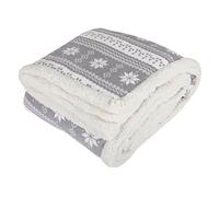 Micro-Pro Grey Snowflake Design Luxury Fleece Blanket Soft Sherpa Sofa Bed Throw 130x160cm