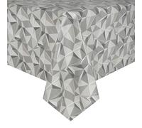 Micro-Pro Grey Tone Geometric PVC Tablecloth Vinyl Table Cover Protector Rectangular Home Accessory Room Decoration 140x240cm