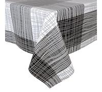 Micro-Pro Monochrome Lines Wipe Clean PVC Vinyl Tablecloth Cover Protector 140x240cm