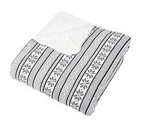Micro-Pro White / Grey Fairisle Fleece Blanket Soft Sherpa Home Sofa Bed Throw 130x160cm