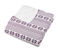 Micro-Pro White/Purple Fairisle Fleece Blanket Soft Sherpa Home Sofa Bed Throw 130x160cm