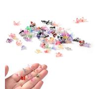 Micro Resin Butterflies,50pcs Assorted Colorful Tiny Butterflies Miniatures 3D Butterfly Nail Charms Mixed Shapes Colors Resin Charms Pendants for Mini Garden Decoration, Fairy Garden Ornament, DIY