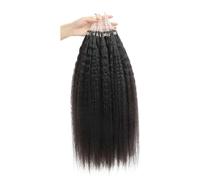 Micro Ring Loop Hair Extensions Kinky Straight Natural Color Remy Human Hair Invisible Silky Soft 50g Per Pack Wear and Go(26inch)