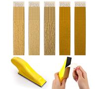 Micro Sander Kit with 50Pcs Sand Paper, 80 to 400 Grit Sandpaper Sheets 3.5 x 1 Inch Wet Dry Detail Sandpaper,Finger Sander for Crafts Wood Furniture Finishing,Metal Polishing 80/120/ 180/240/400…