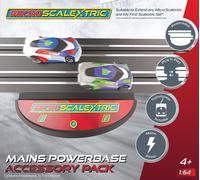 Micro Scalextric Powerbase Mains Powered Track Piece UK Plug 1:64 Slot Car Race