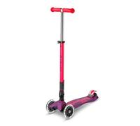Micro Scooter | Maxi Micro Deluxe Foldable LED Kids Scooter | 5 to 12 Years | Boys & Girls | Lean-To-Steer Design | Handlebar Adjustable | Light Up LED Wheels | 50kg Weight Limit | Ultra Pink