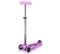 Micro Scooters | Maxi Micro Glow LED Children's Scooter | Handlebar Adjustable | Light Up Wheels | Glow In The Dark | Boys & Girls | 5-12yrs | Bright Purple
