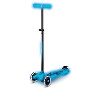 Micro Scooters | Maxi Micro Glow LED Children's Scooter | Handlebar Adjustable | Light Up Wheels | Glow In The Dark | Boys & Girls | 5-12yrs | Crystal Blue