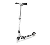 Micro Scooters | Micro Sprite Chrome LED Children's Scooter | Handlebar Adjustable | Light Up Wheels | Foldable | Kickstand | 5-12yrs | Boys & Girls | White