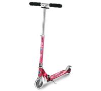 Micro Scooters | Micro Sprite LED Children's Scooter | Handlebar Adjustable | Light Up Wheels | Foldable | Kickstand | 5-12yrs | Boys & Girls | Pink Stripe