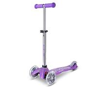 Micro Scooters | Mini Deluxe Glitter LED Children's Scooter | Handlebar Adjustable | Light Up Wheels | 2-5yrs | Boys & Girls | Glitter Purple