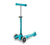 Micro Scooters | Mini Micro Deluxe LED Children's Scooter | Extra Grippy Deck | Weather Tested Stem | Remove & Fold Handlebar | Light Up Wheels | 2-5yrs | Boys & Girls | Aqua