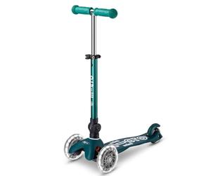 Micro Scooters | Mini Micro Deluxe LED Eco Children's Scooter | Handlebar Adjustable & Foldable | Extra Grippy Deck | Light Up Wheels | 2-5yrs | Boys & Girls | Eco Green