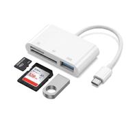 Micro SD Card Reader 3-in-1, USB C TF Memory Card Reader Adapter with USB A 3.0 Port, OTG Adapter for Travel/Office/Studio, Compatible with iPhone 17/16/15 Pro Max, iPad, Samsung, MacBook