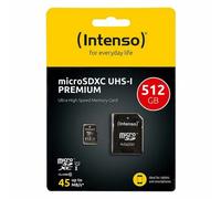 Micro Sd Memory Card With Adaptor Intenso 3423493 512 Gb 45 Mb/S NEW
